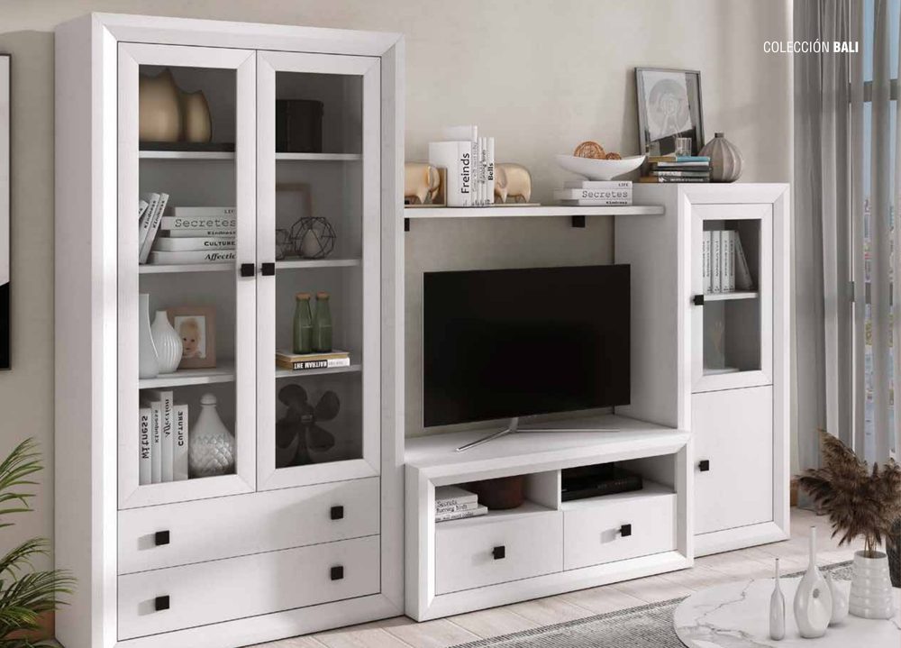 Salón Bali Blanco con TV - Muebles Jorge Getafe